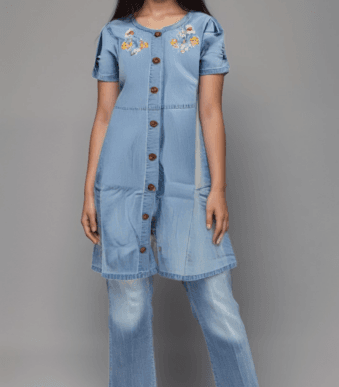 Kids’ Solid Color Dress – Soft & Stylish 100% Cotton