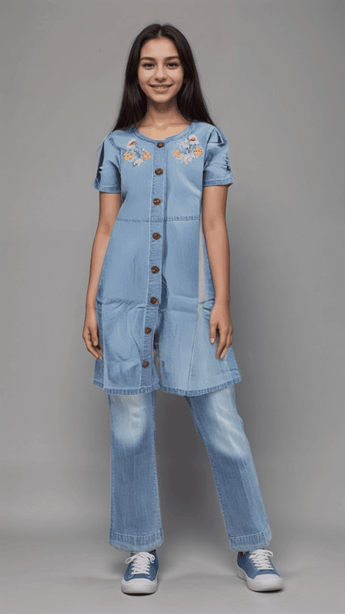 Kids’ Solid Color Dress – Soft & Stylish 100% Cotton