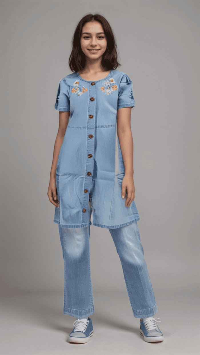Kids’ Solid Color Dress – Soft, Stylish & 100% Cotton - Image 2