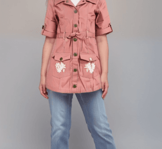 Kids’ Solid Top with Buttons & Embroidery – Soft & Elegant