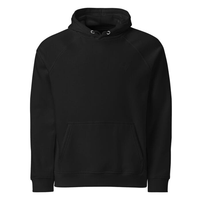 unisex-eco-raglan-hoodie-black-front-67cb3424737b6.jpg Unisex eco raglan hoodie - Image 1