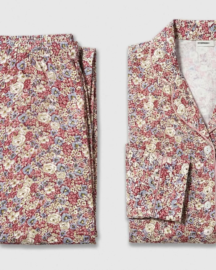 Women’s 2-Piece Viscose Pajama Set – Indulgent Long Sleeve Button-Down Shirt & Pants Sleepwear in Malvarosa Floral. - Image 5