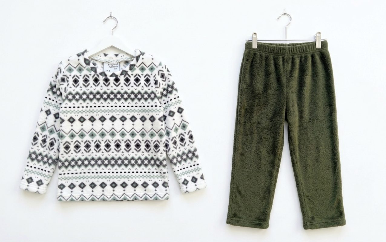 Fleece Fabric Sweatshirt and Pant Hanging.