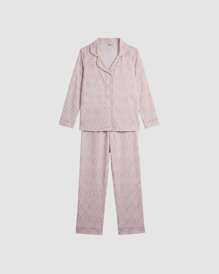 Freeland Soft Viscose Long Sleeve Pajamas for Women, Luxury Floral Sleepwear Set with Pockets & Button Front. - Image 3