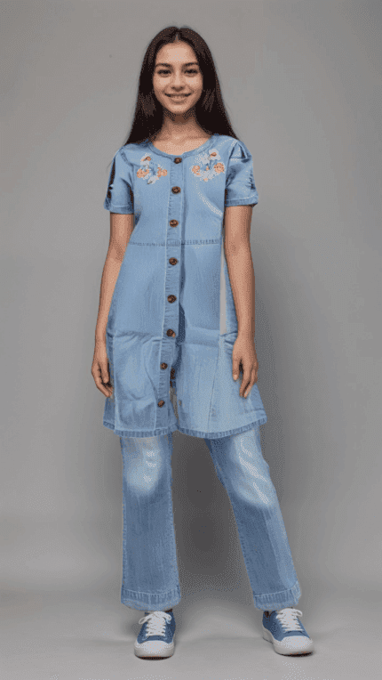 Kids’ Solid Color Dress – Soft & Stylish 100% Cotton